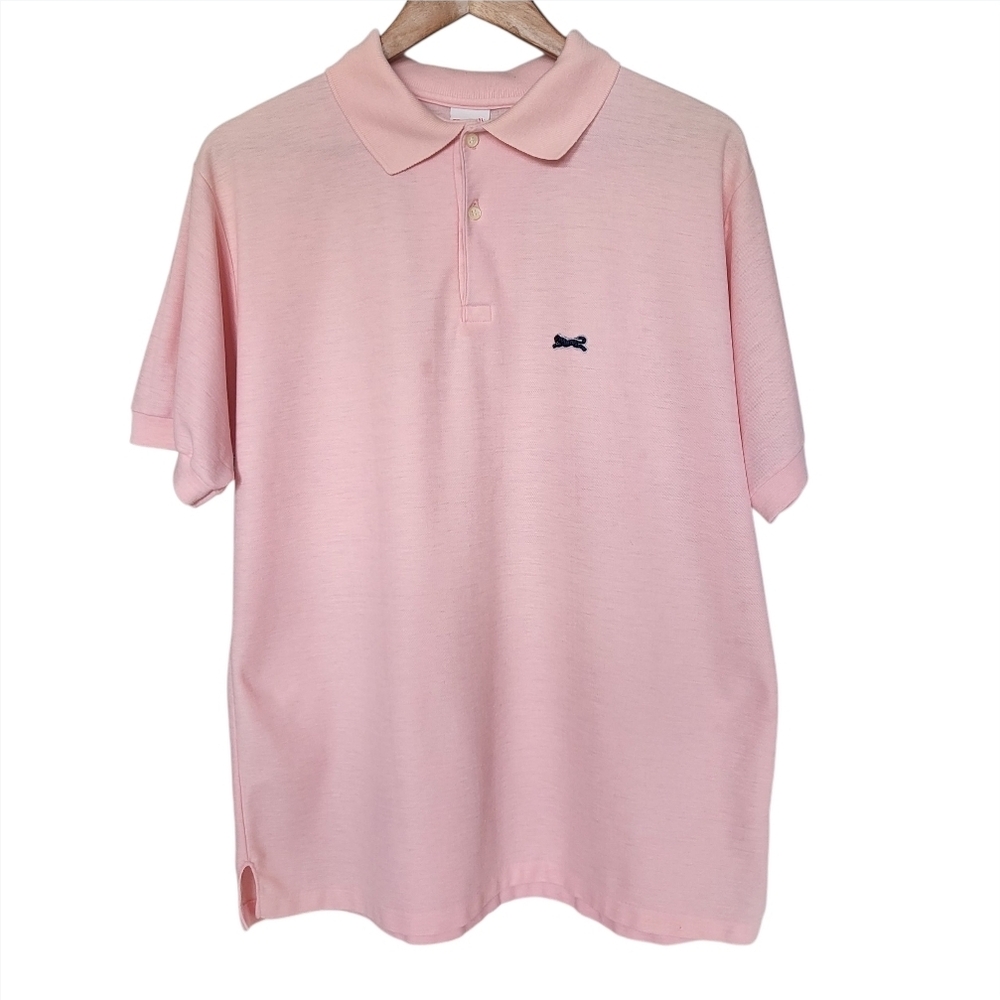 Vintage LeTigre Campus Pink Collared Shirt Blue Tiger Polo Men's XL